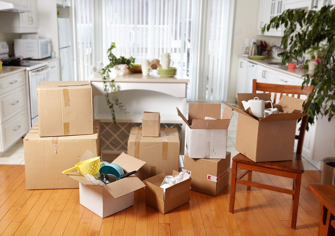 Moving boxes in new home