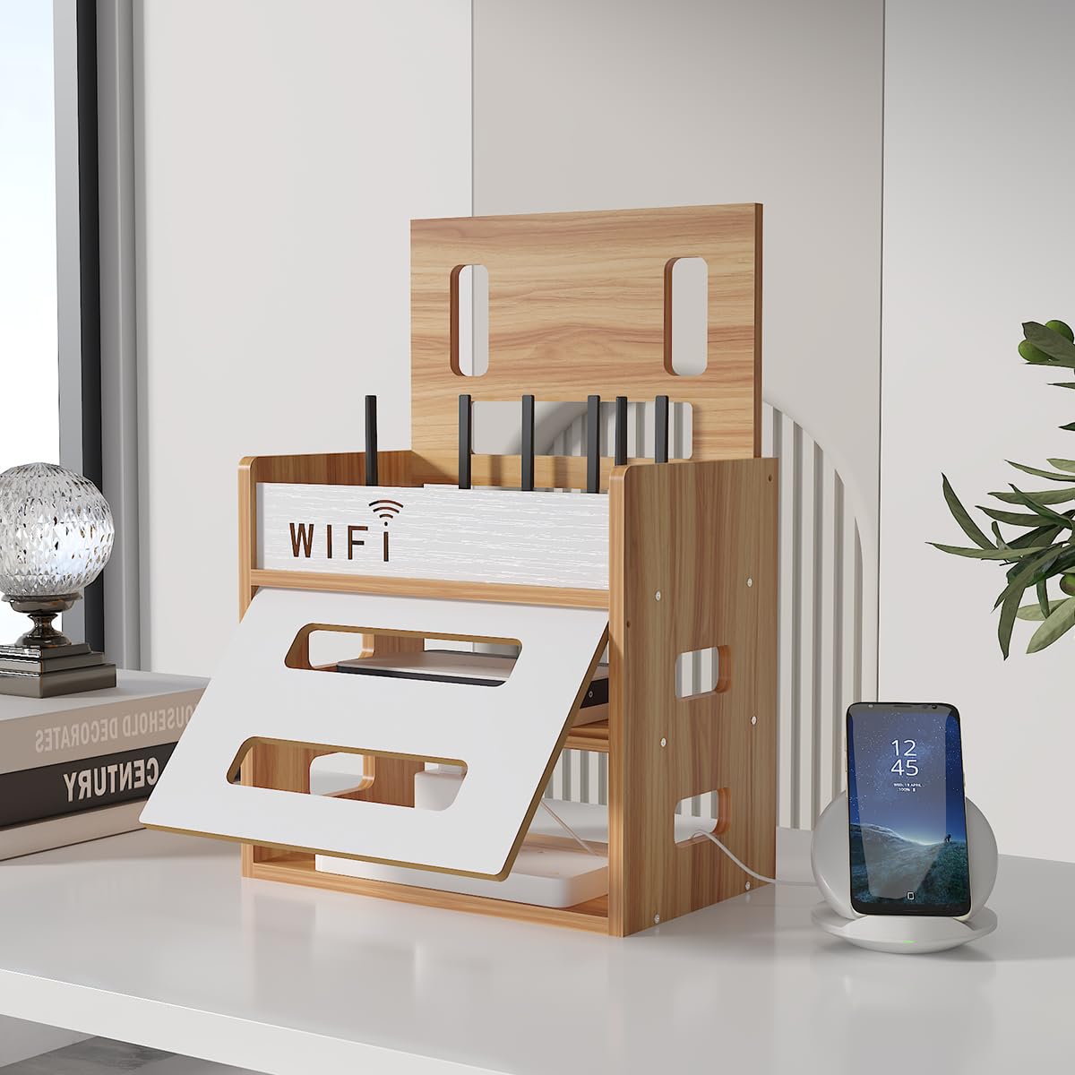 WiFi router placement on shelf